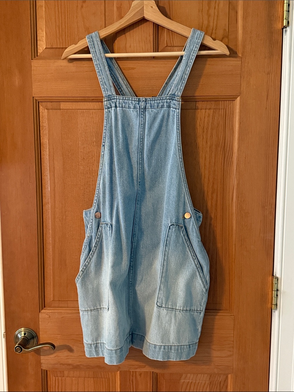 Universal Thread Size Extra Small XS Women's Light Wash Denim Dress Overalls NEW
